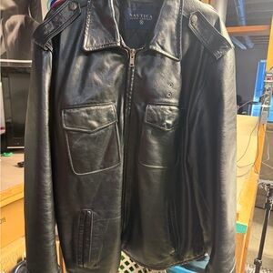 Vintage Nautical Black Leather Jacket